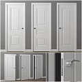 White Modern Hinged Doors With Panel Design For Interior Home Decoration 3d model