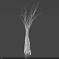 Elegant Modern Silver Vase With White Decorative Branches Ornamental Decor Set 3d model