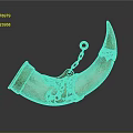Ornate Decorative Horn With Golden Accents Ivory Body Chain And Intricate Carvings