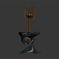 Intricate Bronze Decorative Stand With Ornate Patterns And Sculptural Stone Base With Artistic Carvings