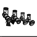 Four Black Adjustable Track Spotlights with Modern Design for Home Interior Lighting