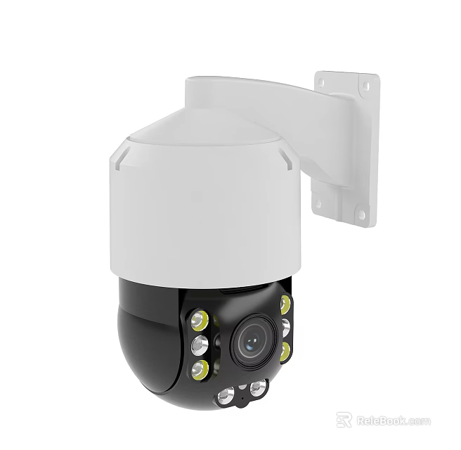 Projection Monitoring Dome Camera With Wall Mounted Bracket Night Vision LED Lights And HD Lens 3d model 