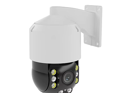 Projection Monitoring Dome Camera With Wall Mounted Bracket Night Vision LED Lights And HD Lens 3d model
