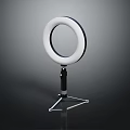White Circular Ring Light Furniture With Tripod Stand Base And Modern Design Shade