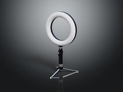 White Circular Ring Light Furniture With Tripod Stand Base And Modern Design Shade 3d model