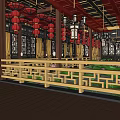 Traditional Chinese Restaurant Interior With Arched Doorway Carved Windows And Red Gold Decor