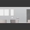 Colorful Cartoon Bathroom Scene With White Walls Blue Tiles Windows Bathtub And Shower