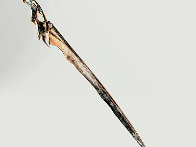Ancient Sword Weapon With Intricate Decorative Hilt And Worn Blade Design 3d model