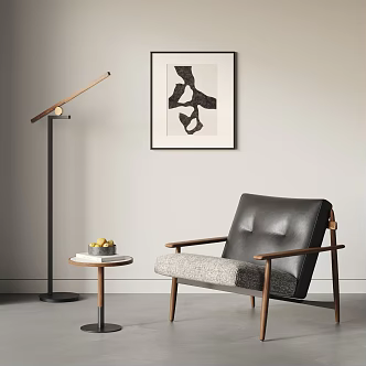 MINOTTI Modern Leisure Chair Sofa Chair Armchair Leather Chair Hanging Picture Side Floor Lamp 3d model