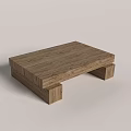 Minimalist Wooden Coffee Table With Square Top And Sturdy Solid Base 3d model