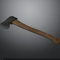 Traditional Axe Weapon With Metal Head And Wooden Carved Handle Design