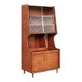 Wooden Sideboard With Glass Doors Top Cabinet Doors Lower Mesh Design Details