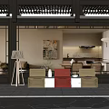 New Chinese Style Porch Free Combination Sofa Rope Sofa Floor Lamp Atmosphere Lamp 3d model