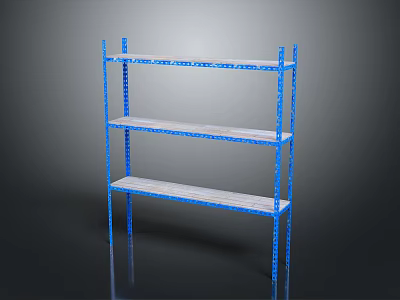Blue Metal Three Tier Storage Shelf With White Shelves For Home Organization And Storage 3d model