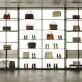 Elegant Walk-in Closet Interior Design With Glass Shelves And Organized Bags Shoes Storage