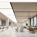 Modern Service Hall With Open Layout Comfortable Seats Large Windows And Natural Light 3d model