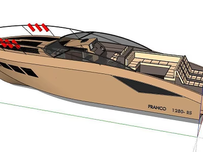Franco 1260 RS Yacht With Exterior Design And Red Markers 3d model
