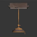 Elegant Copper Table Lamp With Dark Shade And Gold Base Stand