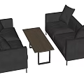 Two Gray Fabric Sofas With Cushions And Rectangular Coffee Table On Metal Legs 3d model