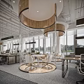 Bright Modern Public Office Space With Workstations Computers Ergonomic Chairs And Natural Light