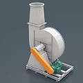 Industrial Blower Equipment With White Volute Casing Orange Component Green Motor And Metal Base