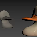 Duck Shaped Leisure Chairs in Gray and White with Orange Beak Under Blue Sky