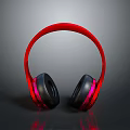 Red Over Ear Headphones With Glowing Lights And Reflective Surface