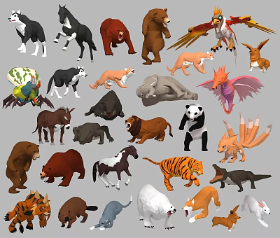 Modern game character animals 3d model