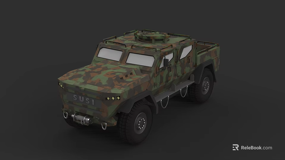 Military Camouflage Armored Tank Vehicle With Wheeled Design And Exterior Features 3d model 