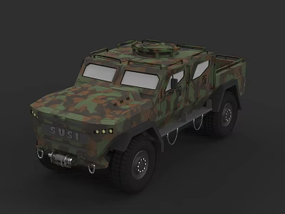 Military Camouflage Armored Tank Vehicle With Wheeled Design And Exterior Features 3d model