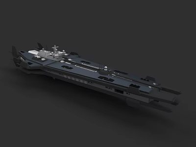 Aircraft Carrier Warship 3D Model With Flight Deck And Command Tower Structure 3d model