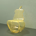 Golden Unique Single Chair With Shiny Surface And Light Gray Wall Dark Gray Floor