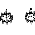 Modern Geometric Chandelier With Multiple Pendant Elements And Sleek Black Frame 3d model