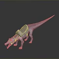 Purple Reptile Crocodile 3D Model With Saddle Like Seat Design