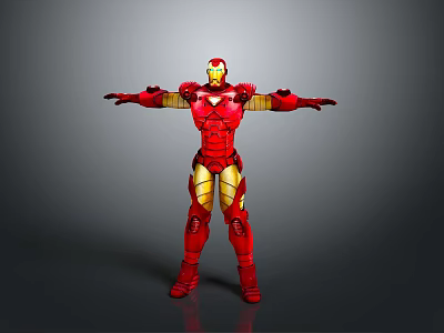 Iron Man Armor Figure In Red And Gold With Arms Outstretched Standing Pose 3d model