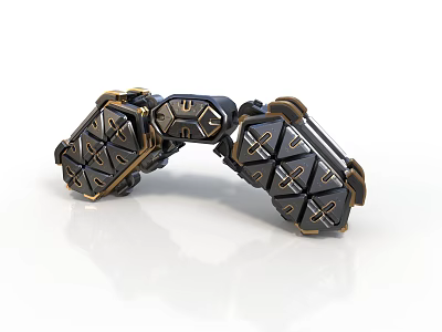 Industrial Mechanical Component With Interconnected Geometric Parts And Metallic Edges 3d model