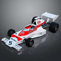 McLaren Red And White Race Car With Number 5 Texaco Logo Rear Wing And Tires