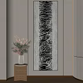 Modern Decorative Wall Art With Fringe Design And Vase Of Flowers