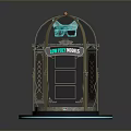 Dome Shaped Lift Wheel Building with Metal Frame Glass and Illuminated Circular Base