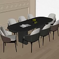 Modern Dining Table And Leather Chairs Set With Fruit Bowl And Book In Bright Room