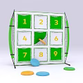 Interactive Zone Nine Grid Number Board Game With Colorful Throwing Discs For Family Fun