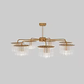 Modern Golden Metal Frame Chandelier With Transparent Hanging Glass Tubes Design