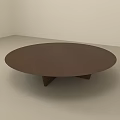 Round Dark Brown Coffee Table With Modern Minimalist Design And Unique Geometric Base 3d model