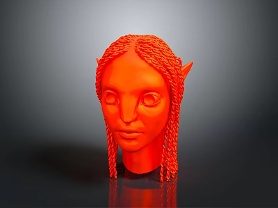 Red Head Sculpture With Braided Hair And Pointed Ears Fantasy Character Design 3d model