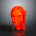 Red Head Sculpture With Braided Hair And Pointed Ears Fantasy Character Design