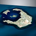 Lush Garden Landscape On Island Surrounded By Blue Ocean With Green Vegetation And Natural Terrain