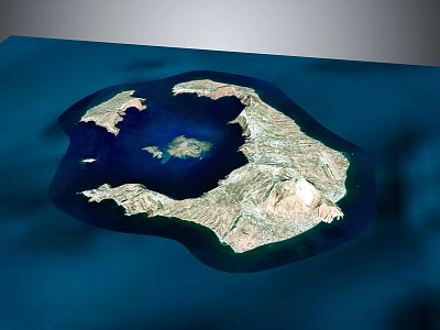 Lush Garden Landscape On Island Surrounded By Blue Ocean With Green Vegetation And Natural Terrain 3d model