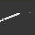 Medical Syringe With Measuring Scale And Pink Needle On Dark Background
