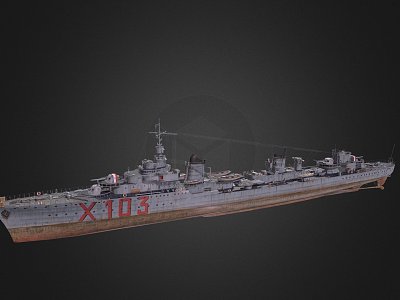 modern warship destroyer weapon ship cruiser ship 3d model