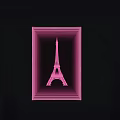 Unique Modern Decorative Mirror With Pink Frame And Eiffel Tower Design 3d model